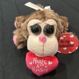 Valentine Monkey Gorilla Plush Stuffed Animal Hugs & Kisses 11" L NEW #354